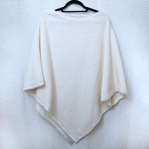 White Fluffy Sherpa Poncho - Size M